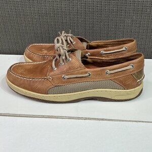Sperry Top-Sider Mens Leather Boat Shoes 10W Brown Casual Moc Toe Non-Slip Sole